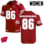 Women's Wisconsin Badgers NCAA #86 Luke Benzschawel Red Authentic Under Armour Stitched College Football Jersey BT31U63WK